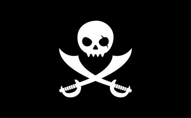 Pirates with Two Swords Black Background Logo Vector Illustration