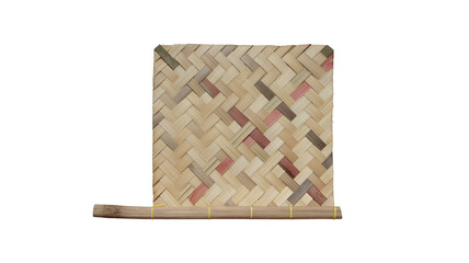 Traditional woven bamboo hand fan isolated on transparent background