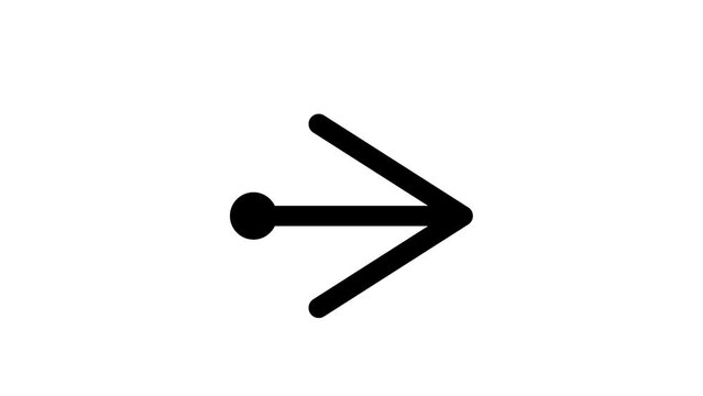 Animated 2d Road arrows sign symbol icon animation video footage. 4K transperancy Background.