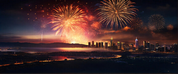 fireworks abstact bacgkround celebrate event New Year, Christmas Eve, fire explosion glittering anniversary