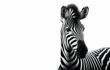 Fototapeta na wymiar A zebra standing in front of a white background, generative ai
