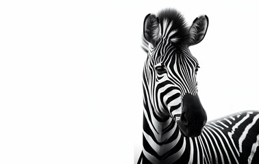 Fototapeta premium A zebra standing in front of a white background, generative ai