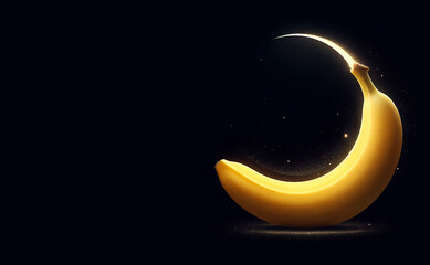 A premium image of beautiful Banana Moon with isolated black background, generative ai