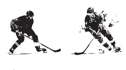 Fotobehang Hockey player silhouette bundle, set of hockey player silhouette black clean simple artwork vector download © Mumina