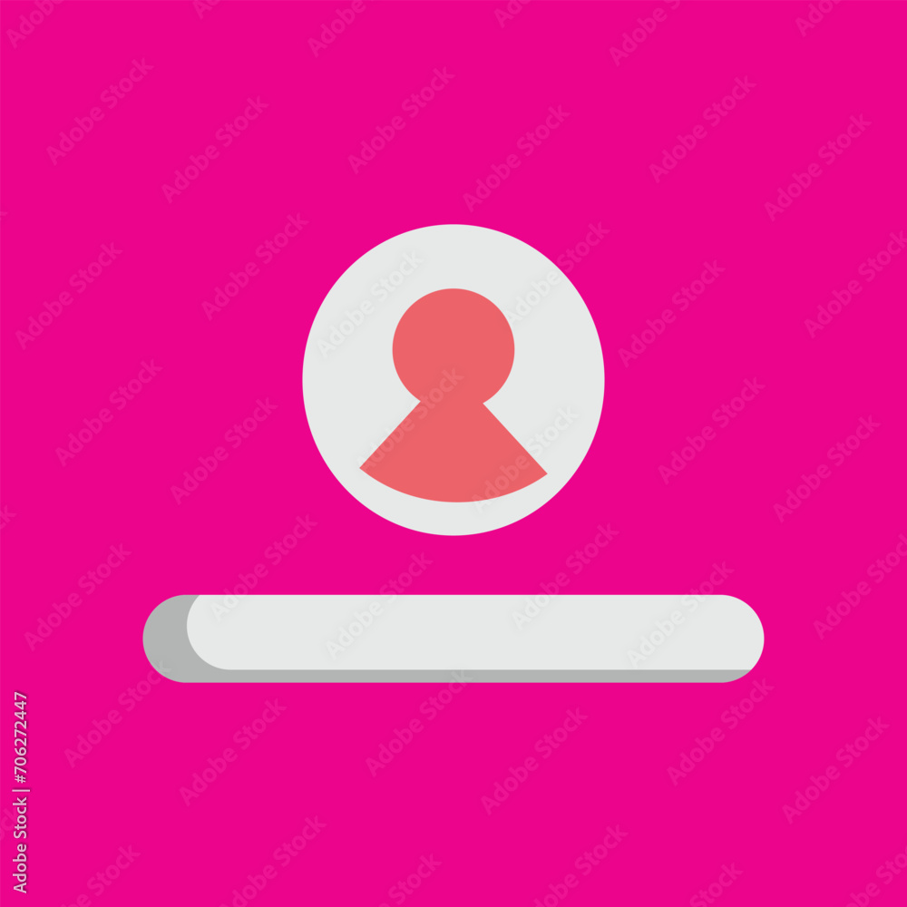 Poster user icon in flat style. user vector illustration on pink background. login interface. design elemen