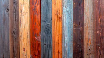 Multicolored wooden planks, background or wallpaper texture.
