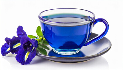 Obraz na płótnie Canvas butterfly pea flower with blue tea on the cup