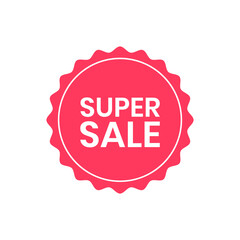 Super sale banner, red label isolated on white background. Tags, badge, ribbon for promotion. Vector illustration