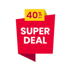 Super deal banner, red label isolated on white background. Tags, badge, ribbon for promotion. Vector illustration