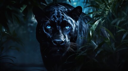 A black panther with blue eyes
