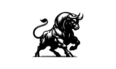 bull or red bull mascot muscular logo design , silhouette , mascot black and white logo 03
