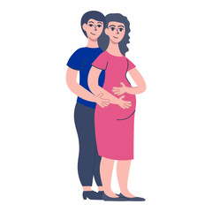 family pregnant mother pose element vector illustration