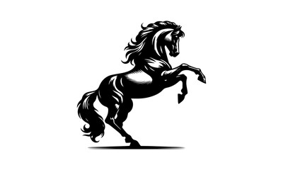 horse mascot muscular logo design , silhouette , mascot black and white logo