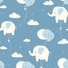 seamless patterns | Balloon Elephants 2D Illustration: Elephant-shaped balloons floating in the sky.

