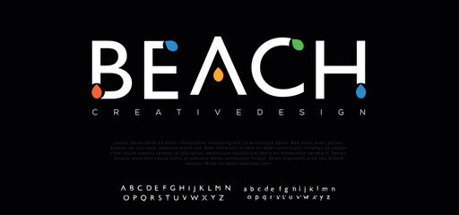 Beach Modern minimal abstract alphabet fonts. - obrazy, fototapety, plakaty