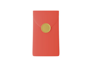 3D illustration Chinese red envelope isolated on transparent background.