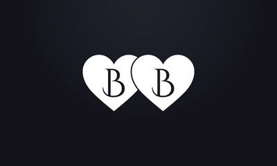 Hearts shape BB. Red heart sign letters. Valentine icon and love symbol. Romance love with heart sign and letters. Gift red love