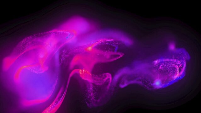 Abstract Macro slow motion shot of  Particle Fluid isolated on black. paint drops mixing in water. Ink swirling underwater. Colored cloud abstract smoke explosion animation. 3D render