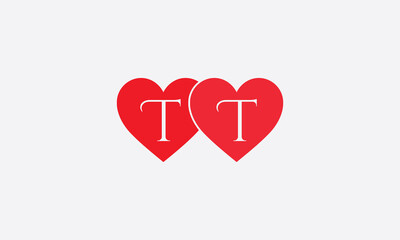 Hearts shape TT. Red heart sign letters. Valentine icon and love symbol. Romance love with heart sign and letters. Gift red love