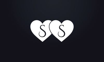 Hearts shape SS. Red heart sign letters. Valentine icon and love symbol. Romance love with heart sign and letters. Gift red love