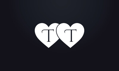 Hearts shape TT. Red heart sign letters. Valentine icon and love symbol. Romance love with heart sign and letters. Gift red love