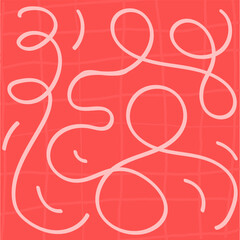 olorful squiggle line doodle red, pink, white pattern. Creative minimalist style print background for kids. trendy design with basic uneven lines shapes. Scribble party confetti 