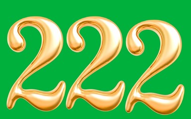 Text art of number 222 with best font of text, Number illustration with green background