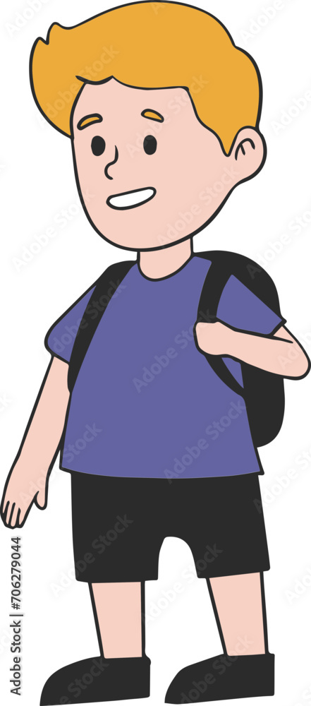 Wall mural Happy Boy Holding Backpack