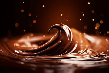 滑らかチョコレートクリーム(溶けてるチョコのシズル写真、とろけてる) Smooth chocolate cream. A picture of melted chocolate. Generative AI  - obrazy, fototapety, plakaty