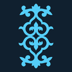 Vintage ornate linear ornaments in Kazakh traditional style. Asian floral designs. Abstract Asian elements of the national pattern of the ancient nomads of the Kyrgyz, Mongols, Kazakhs, Tatars.