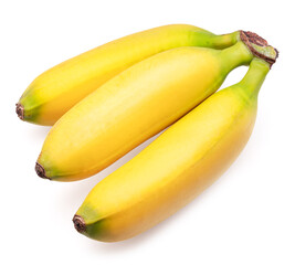 Baby bananas isolated on white background.