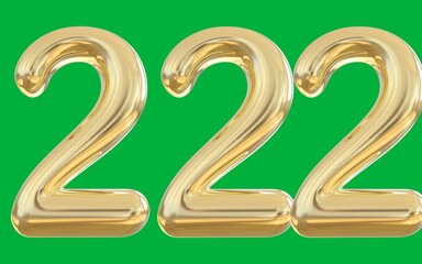Text art of number 222 with best font of text, Number illustration with green background 
