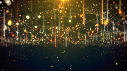 Gold star fall and particles glamour abstract background.