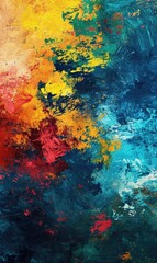 Abstract art with different patterns in oil canvas, compositions, design, created with AI