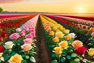 Vivid Colors Roses Field (PNG 8640x5760)