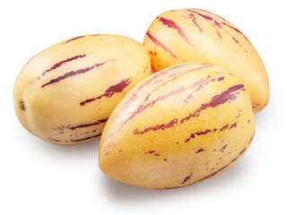 Pepino melons or pepino dulce on white background. File contains clipping path.