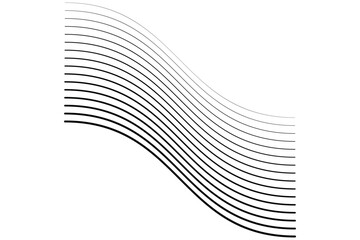 Abstract wavy, waving (zigzag) lines element. Vertical stripes, lines with billowy, undulate distortion effect.  Oscillation, pulse warp effect element
