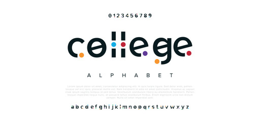 College Modern minimal abstract alphabet font. - obrazy, fototapety, plakaty