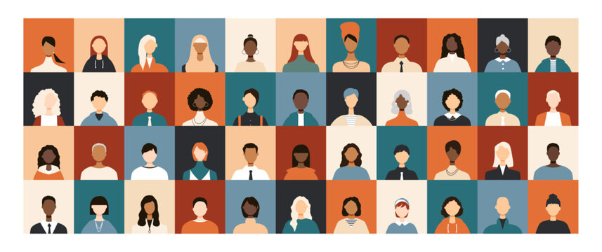 Icons of different people. Modern design.