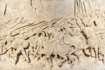 Hofkirche church. Maximilian I tomb. Alabaster bas relief. Innsbruck, Austria