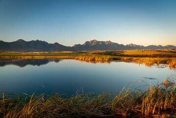 pastoral landscape of the farmland around george, western cape, south africa