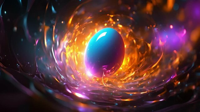 A colorful and playful portrayal of the moment when a tiny, determined meets its destined egg, with sparks flying and possibilities blooming.