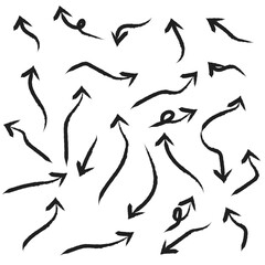 Collection hand drawn arrows. Set simple arrows isolated on white background. Arrow mark icons. Arrow paint - stock vector. Vector Illustration.
