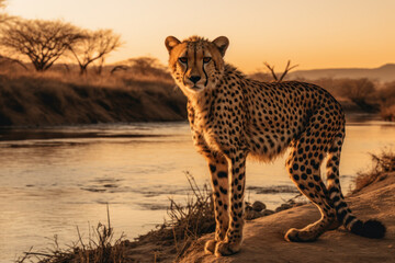 cheetah on evening at wild life