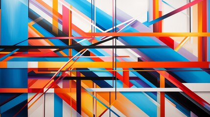 A visually striking composition featuring intersecting lines of various colors, creating a vivid and modern backdrop that draws the eye with its dynamic energy.