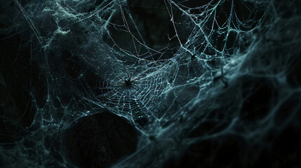 Spine-chilling shot of intricate cobwebs