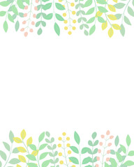 緑色の植物が生えるベクターフレーム素材