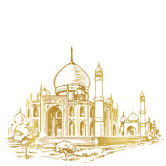 golden mosque vector, gold mosque icon