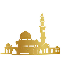 golden mosque vector, gold mosque icon