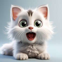 Lustige Cartoon Katze isoliert auf wei&szlig;em Hintergrund (Durch AI generiert)